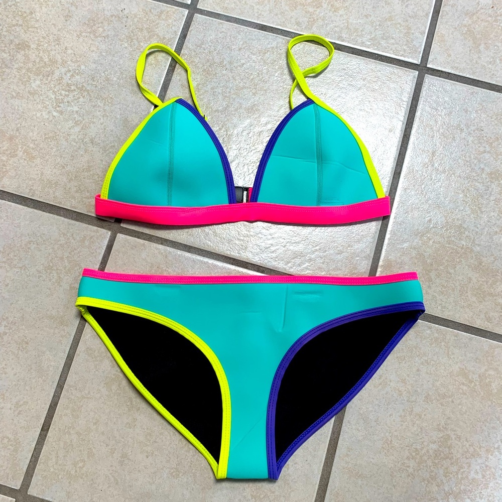 Adult Size Large MuxiLove Bright Colors Neoprene 2 pc Swimsuit Bikini
